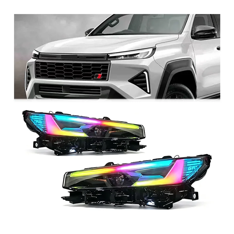 Maictop RGB LED Headlight Assembly for Toyota Hilux Travo 2025-2026 Modified Front Lamp Upgrade Exterior Lighting Parts Supplier