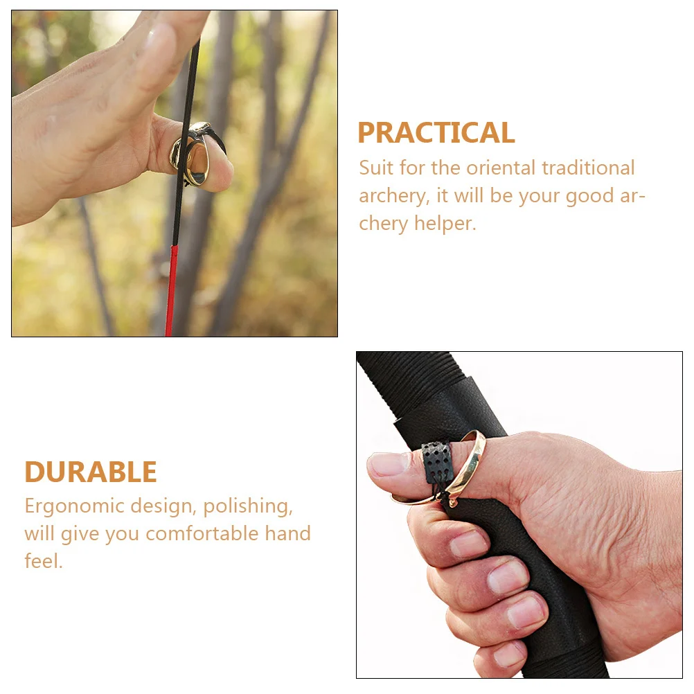 

1Set Convenient Finger Ring Ergonomic Design Polished Solid Durable Traditional Archery Brass Ring Accessory Archery Accessory