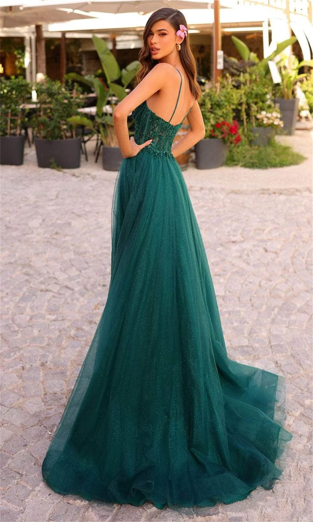 Sansa Spaghetti Strap Lace Embroidery Prom Dress 2024 Elegant Green A-line Vestidos De Noche Sexy Graduation Ball Dress