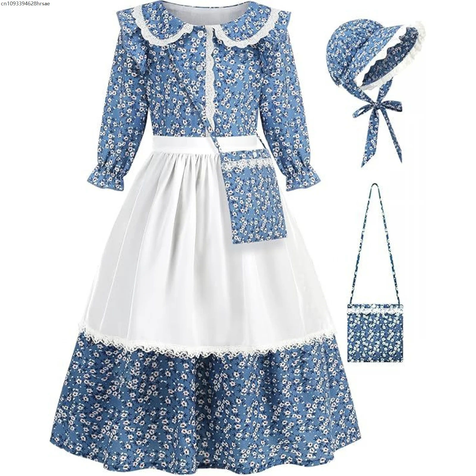 Платье пионер для девочек, детский колониальный исторический костюм, винтажная праздничная фея с цветочным принтом, наряды 1920 года