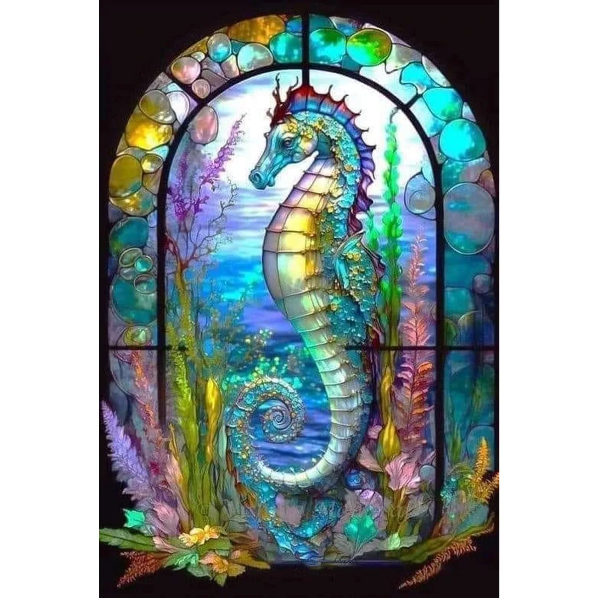 

Sunature 5D Full AB Square Round Drills Sea Horse Diamond Painting (5-10 AB Colors)