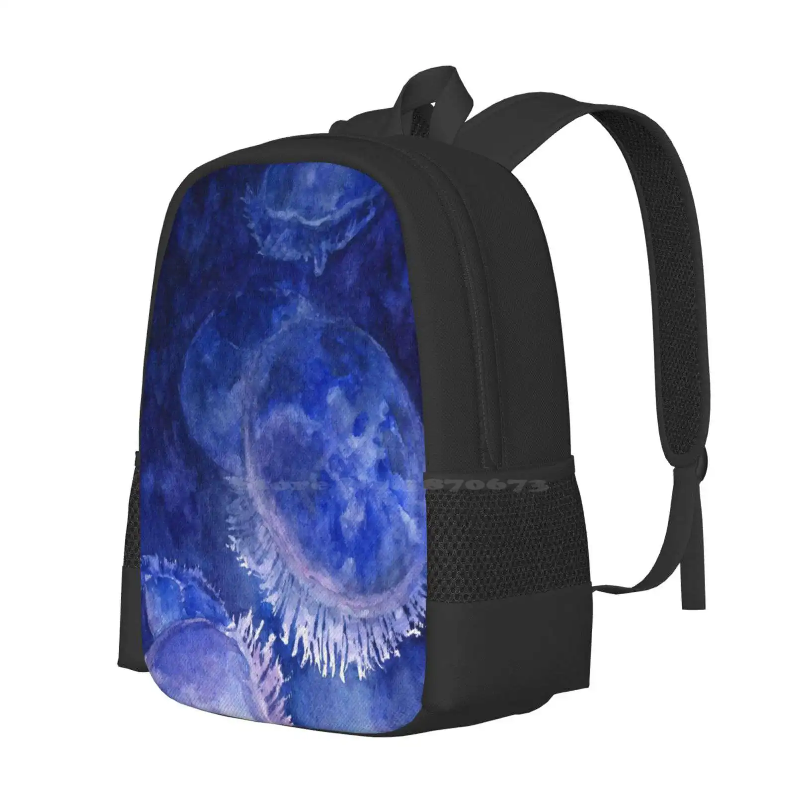 Watercolor Moon Jellyfish At The Seattle Aquarium Hot Sale Backpack Fashion Bags Pruple Watercolor Jellyfish Moon Jellies