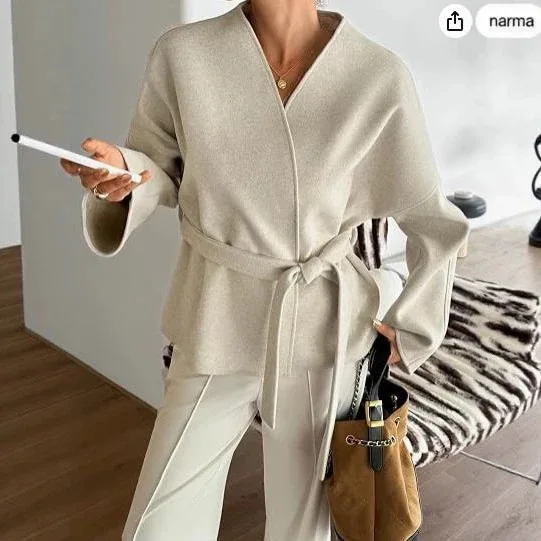 Women's Autumn And Winter CoatsEuropean And American Casual Vacation Straps Long-sleeved Blazer Women's Clothing 2026 Autumn And