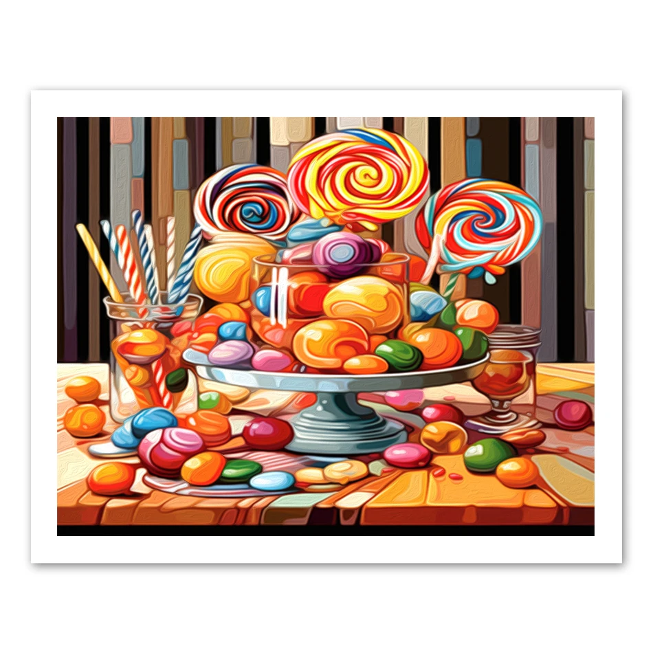 

RUOPOTY Painting By Numbers Candy Posters For Kitchen With Frame Diy Crafts Acrylic Paints Interior Watercolor Drawing On Canvas