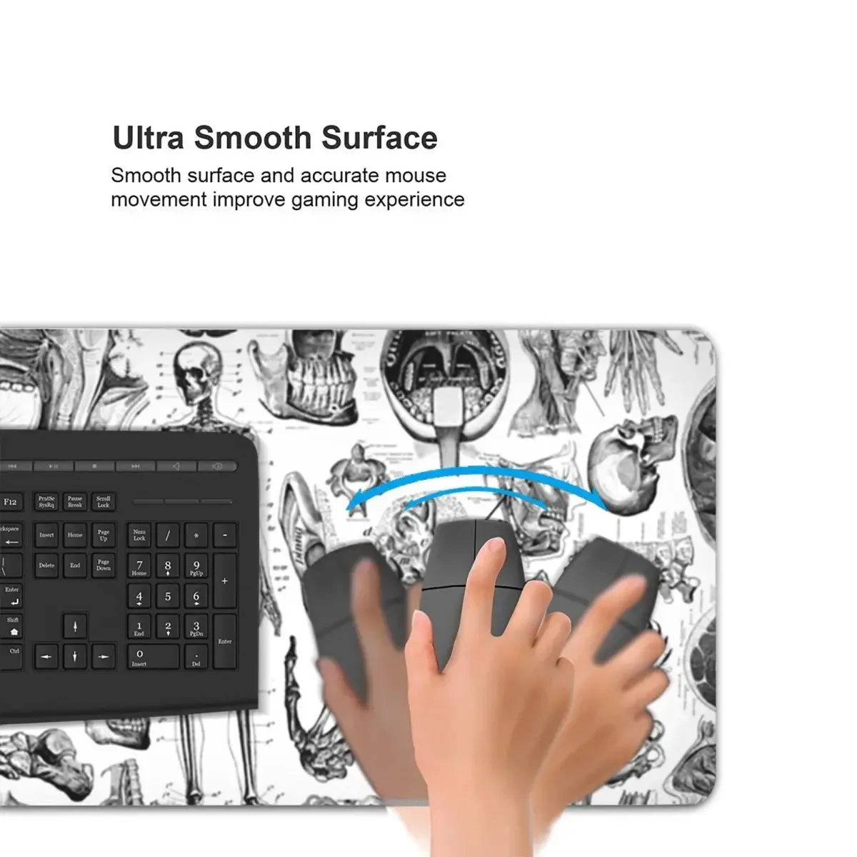 Anatomia humana impressão branca grande mouse pad teclado do computador mouse tapete de jogos pc portátil tapete de mesa acessórios de escritório tapetes de mesa