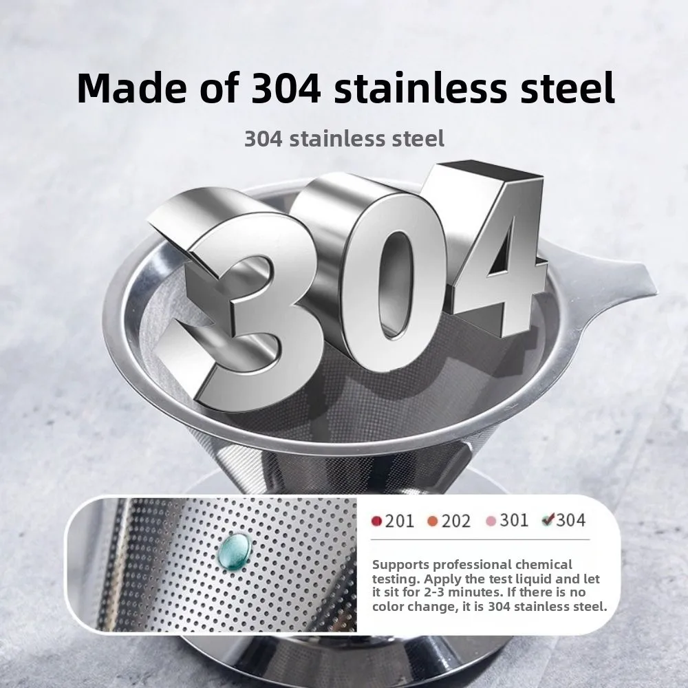 فلتر شبكي 800 من الفولاذ المقاوم للصدأ لقط القهوة، ورق فلتر فولاذي، فلتر قهوة قابل لإعادة الاستخدام، تصميم قابل لإعادة الاستخدام بمقبض #4