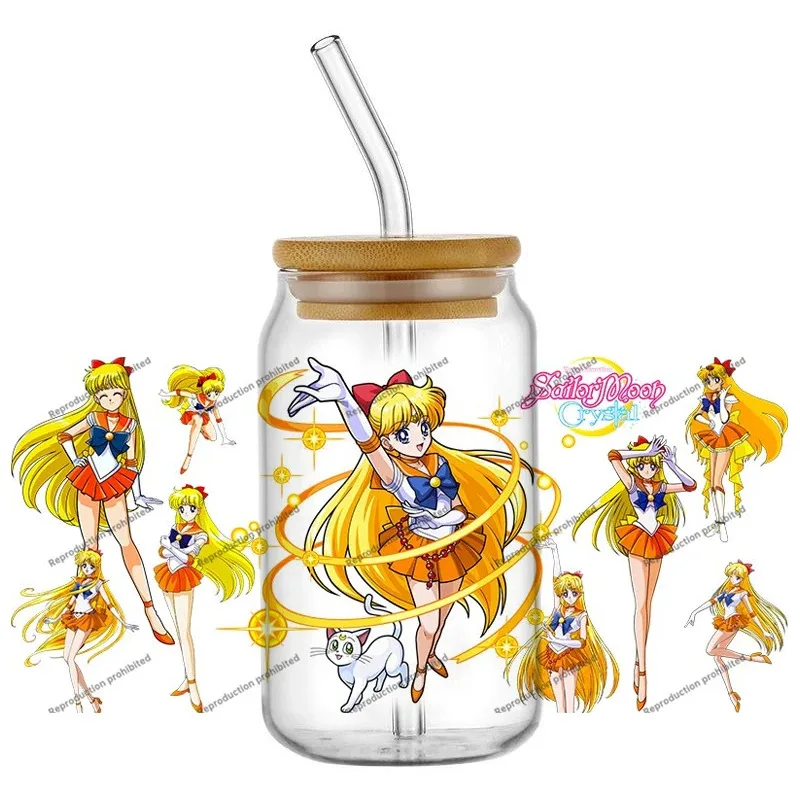 

New Arrival Sailor Moon 16oz UVDTF 3D Stickers Lovely Anime Cartoon Popular Decals Cup Mug UV DTF Craft DIY Birthday Gift