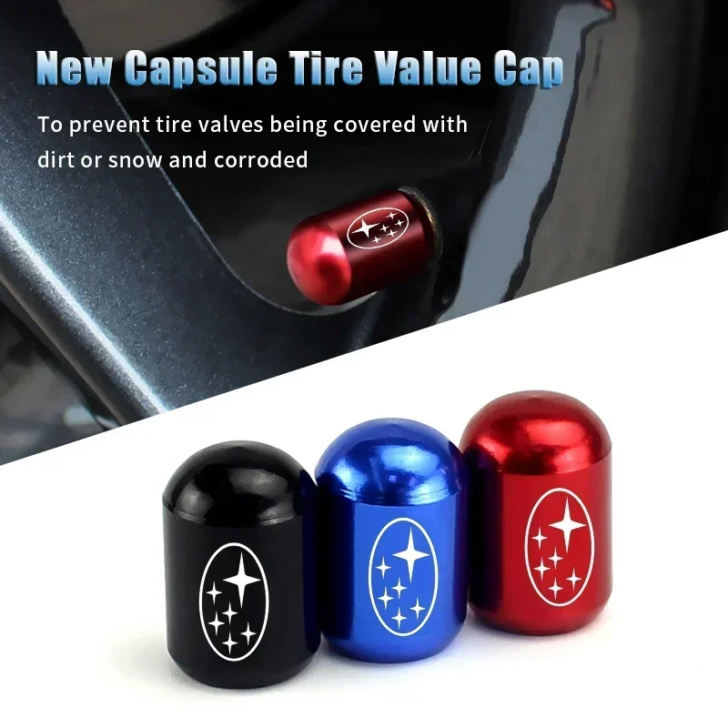 

4Pcs Alloy Car Wheel Tire Valves Stem Caps Air Cover for Subaru STI Forester Tribeca Outback Impreza Legacy WRX BRZ Tribeca XV