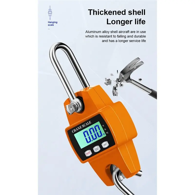 B97A-500Kg Crane Scale Portable LCD Electronic Digital Industrial Crane Scale Heavy Duty Hanging Weighting Hook Scales