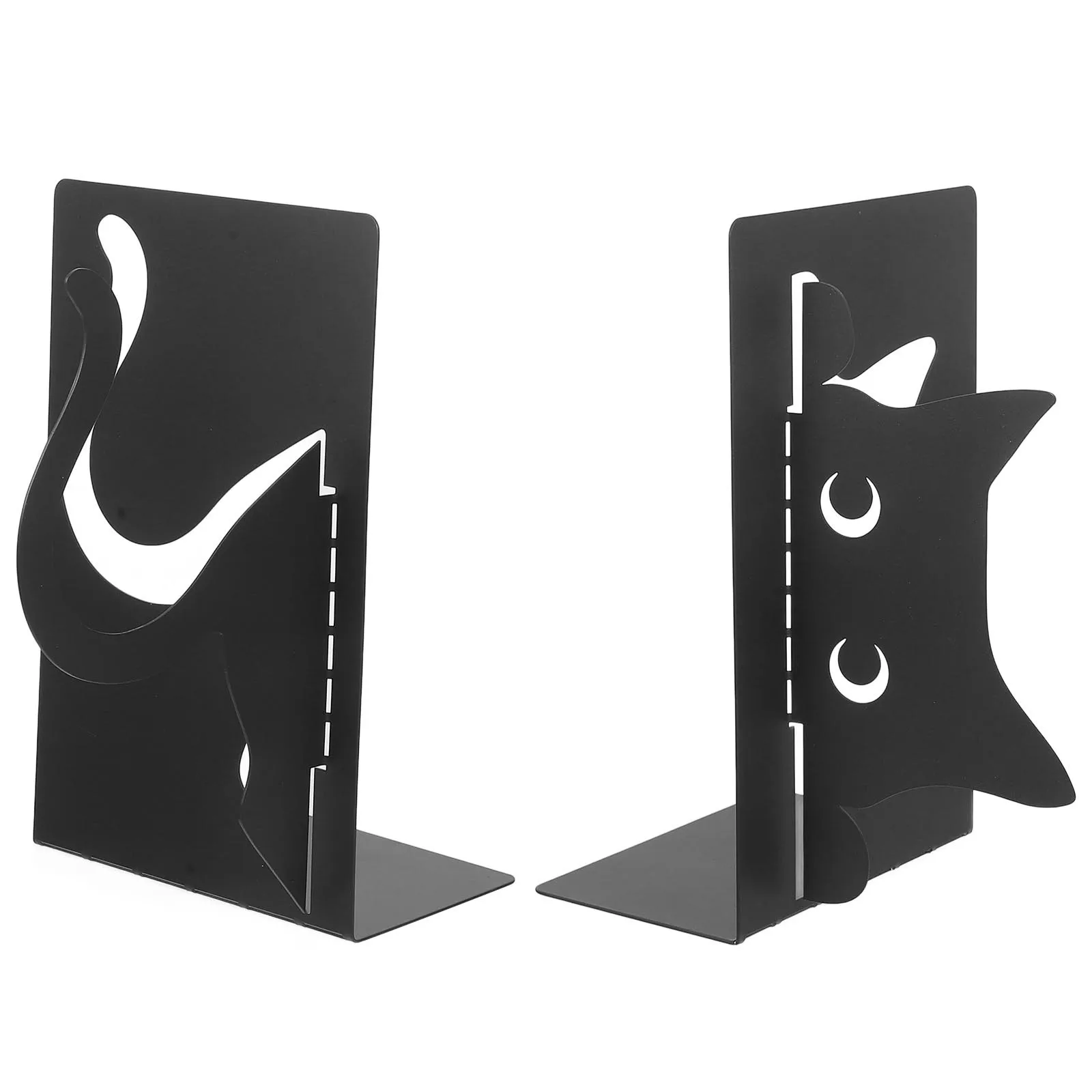 

1 Pair Pcs Cat Bookends Metal Book End For Shelves Decorative Iron Holder Non-Slip Base For Books Magazines Organizer