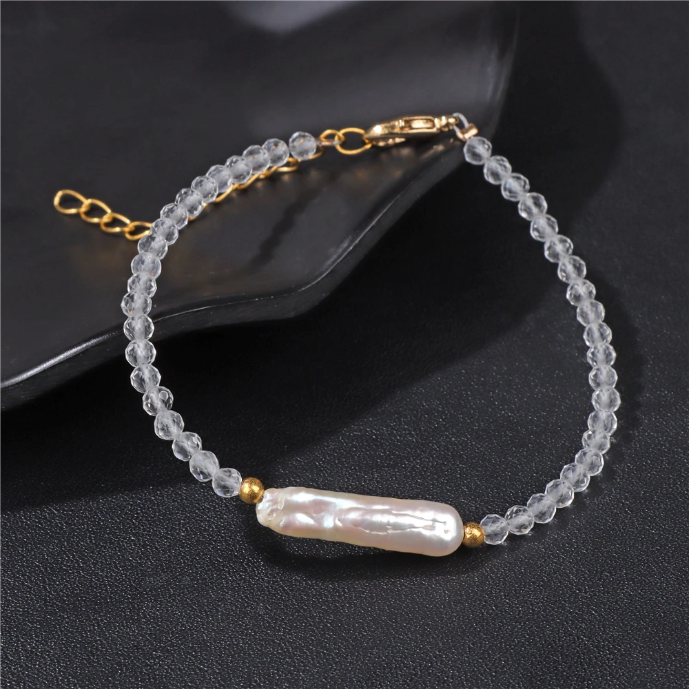 Elegante Perle Charm Armband Frauen winzige facettierte Perlen Armband natürliche Kristall Armreifen handgemachte einfache weibliche Schmuck Hochzeit