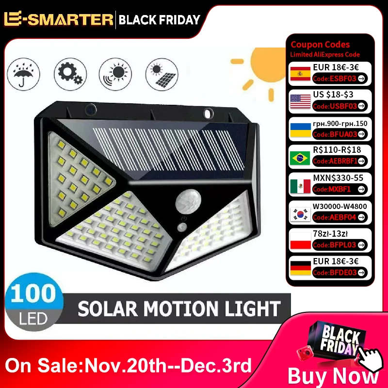 Multifunctional Solar Lamp Outdoor Garden Decoration Solar LED Light Waterproof Sunlight Powered Spotlight with Motion Sensor