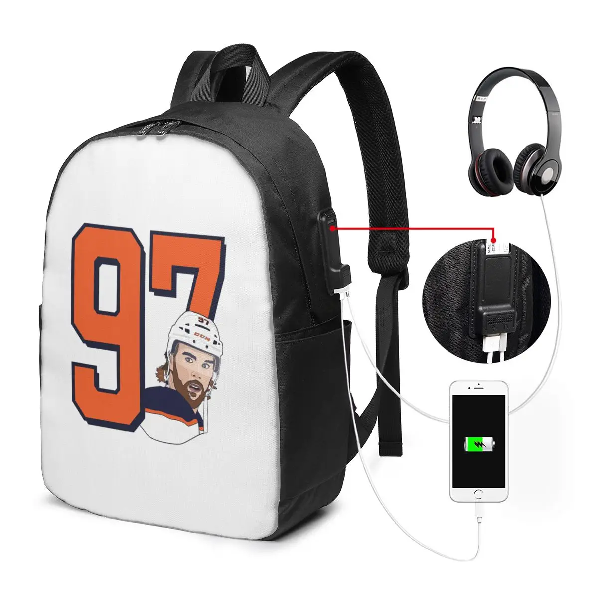 Connor McDavidFor Edmonton Oilers Fans Backpack Travel Notebook Bag Computer College Student School Bag Laptop Shoulder Bags