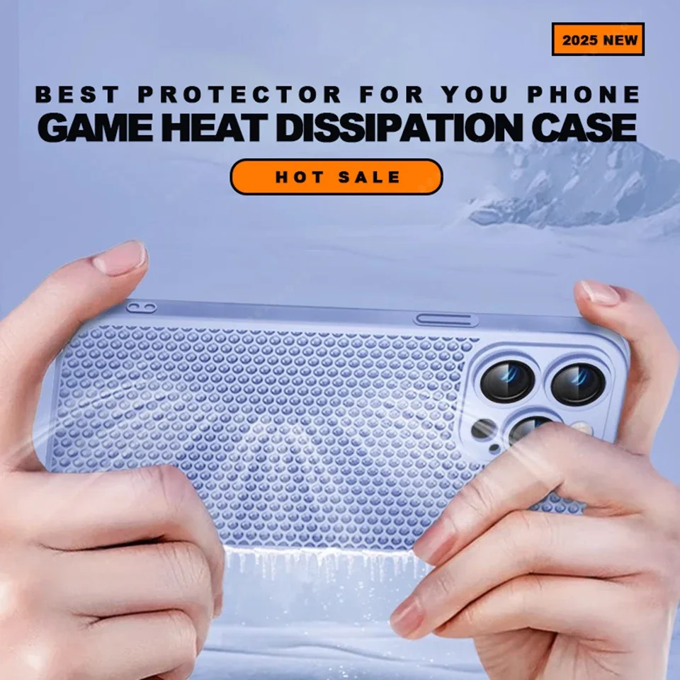 Honeycomb Heat Dissipation Phone Case for iPhone 14 15 16 Plus 11 12 13 16 Pro Max Matte New Ultra Thin Hard Protector Cover - Image 2