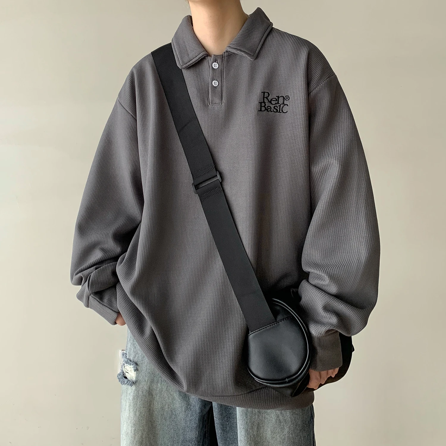 

Повседневный свободный мужской свитшот в американском стиле для весны и осени, базовая модель для молодежи, для отдыха и учебы, топ в университетском стиле