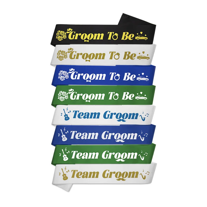 Groom to Be and Team Groom Letter Print Party Belt Straps Satin Ribbon Bachelorette Party Etiquette Straps Party Accessories