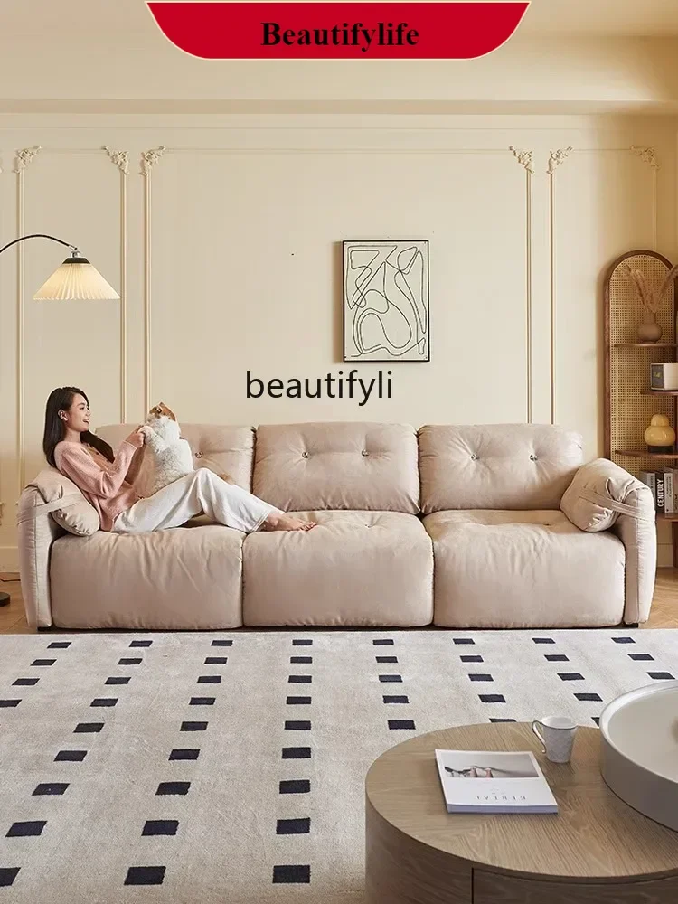 

S132 Electric Sofa Italian Minimalist Small Apartment Home Living Room Straight Row First Class Function Retractable Fabric Sof