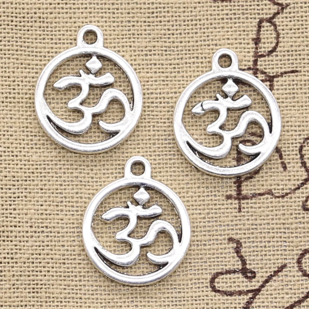 10pcs Charms Circle Yoga Om 18x20mm Antique Silver Color Pendants Making DIY Handmade Tibetan Finding Jewelry