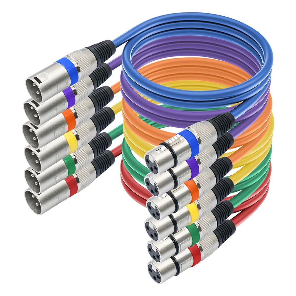 6/10Pcs XLR To XLR Microphone Cable Multi Colored XLR Male To Female Mic Cable for Audio Mixer Speaker Systems Radio Station