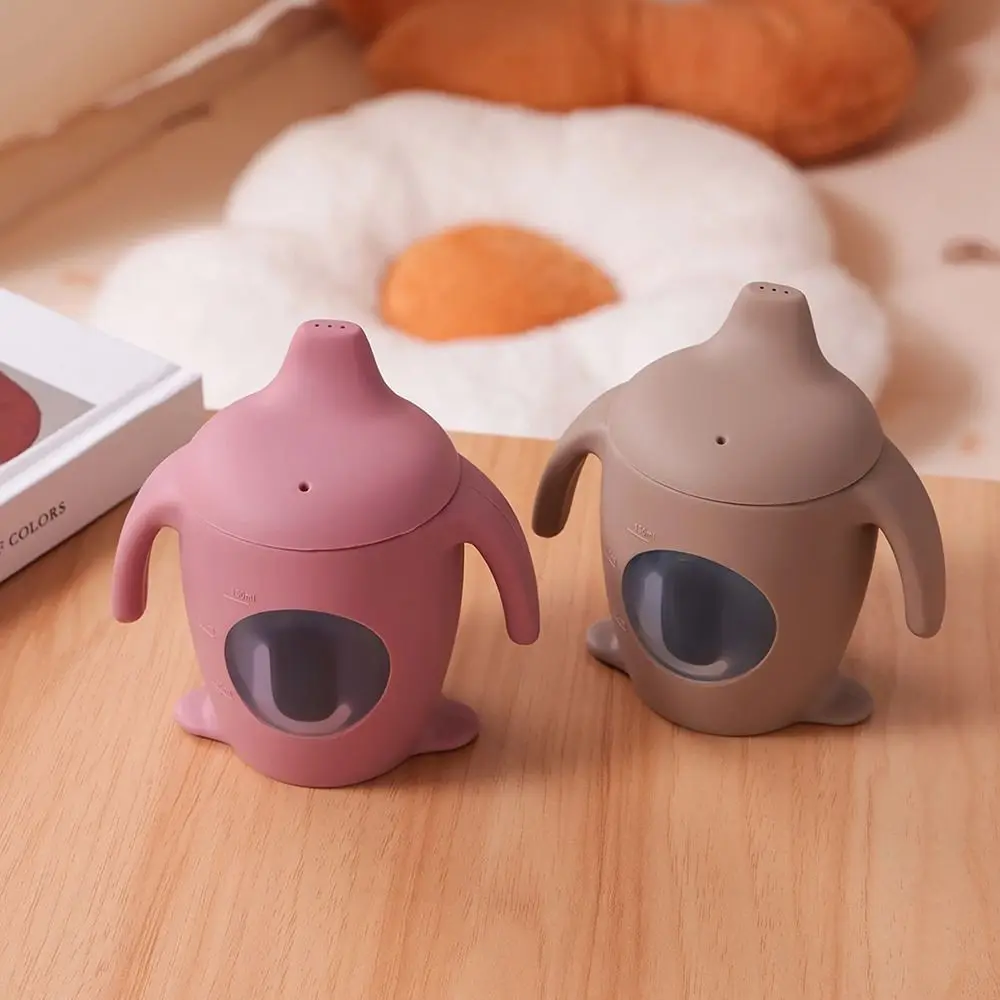 New Silicone Penguin Sippy Cup With Scale BPA Free Infant Cup Leakproof Anti Drop Duckbill Cup