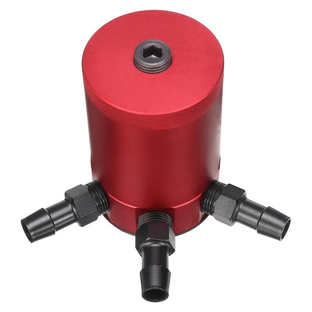 Universal 3-Port Baffled Compact Aluminum Oil Catch Can Oil Reservoir Catch Tank Three Hole Breathable Kettle