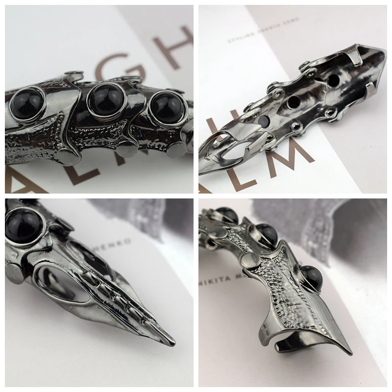 Dragon Skull Finger Long Rings Vintage Punk Rock Animal Skull Finger Long Rings image 2