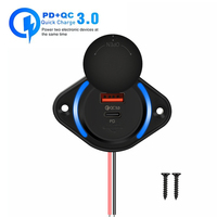 QC3.0+PD Car Charger Dual USB Adapter 12-24V Waterproof Fast Charging Soacket Power Adapter Switch for Car Truck Boat ATV RV