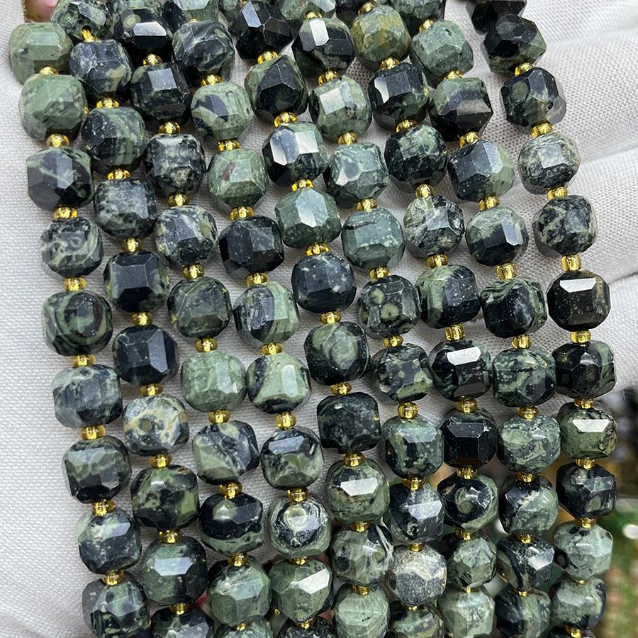 Natural Stone Green Eye Stone Handmade Faceted Cube Loose Beads For DIY Jewelry Making Bracelet Necklace 8-9mm