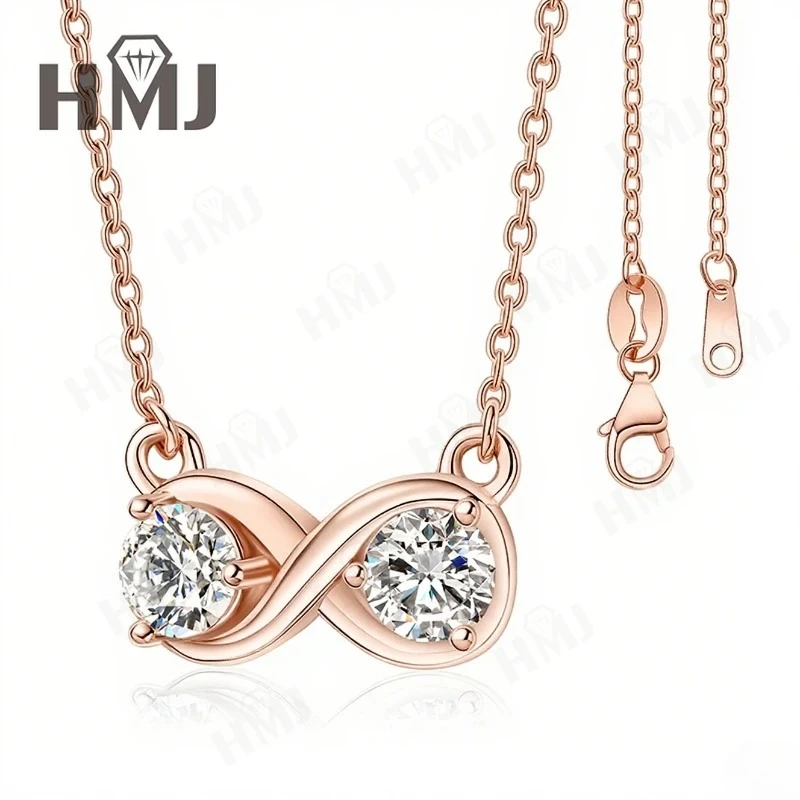 

Бесконечное ожерелье с подвеской, муассанит и бриллиант, стерлинговое серебро 925 пробы, подарок на день рождения, годовщину, классический шарм ​ Заводской магазин