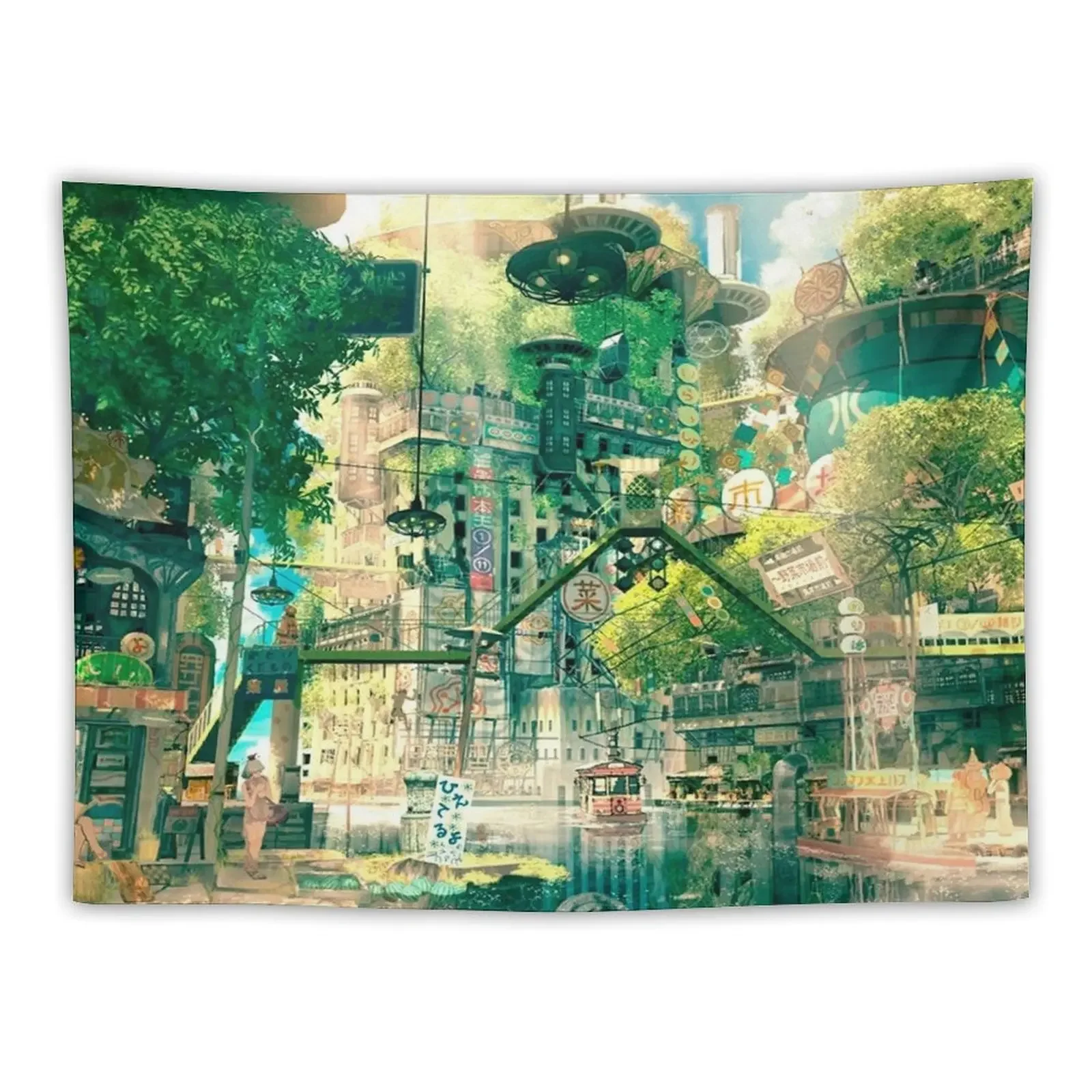 Anime fantasy urban Tapestry Wallpaper Bedroom Bedrooms Decorations Home Decor Aesthetic Tapestry