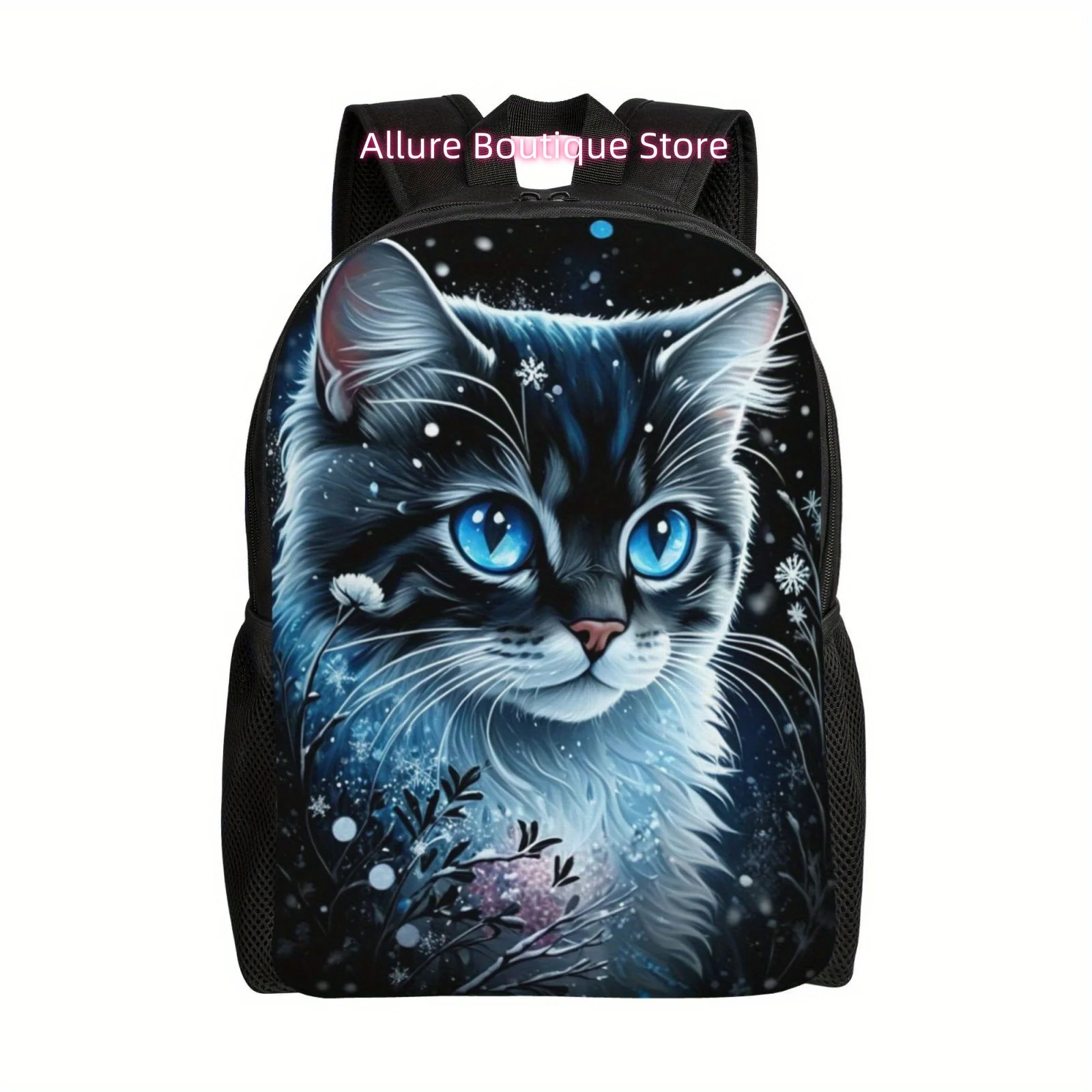 Snow Mountain Cat Casual Backpack, Lightweight Shoulder Bag For Men And Women, Large Capacity Computer Laptop Bag Book Bag For W