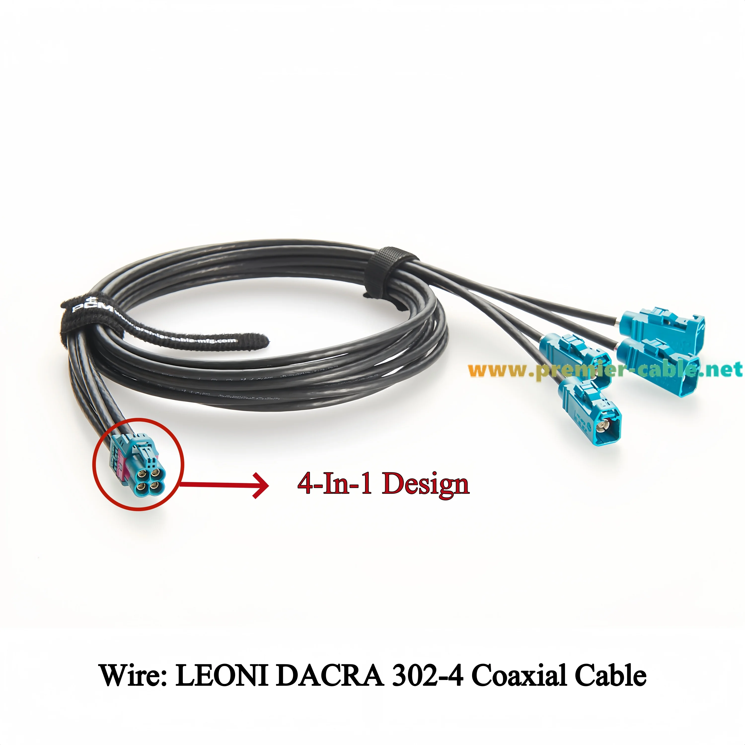 Quad HFM Mini FAKRA Cable for GMSL Cameras, ZED X Cameras, Rosenberger Mini FAKRA 4-In-1 AMK12D-1M4Z5-Z to FAKRA 59Z113-000-Z