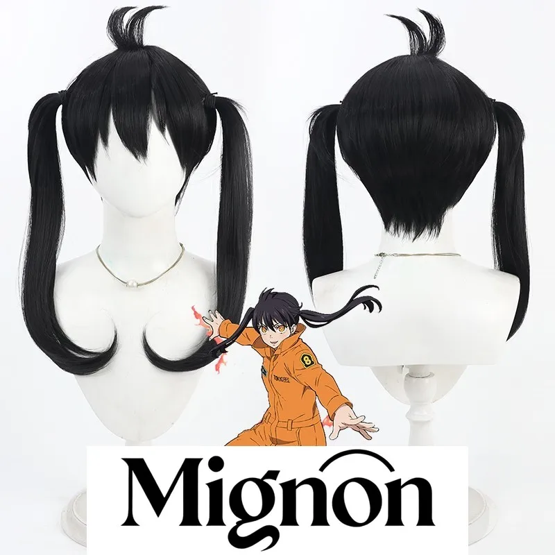 

Fire Force Kotatsu Tamaki парик для косплея черный интегрированные двойные косы подарок на Хэллоуин