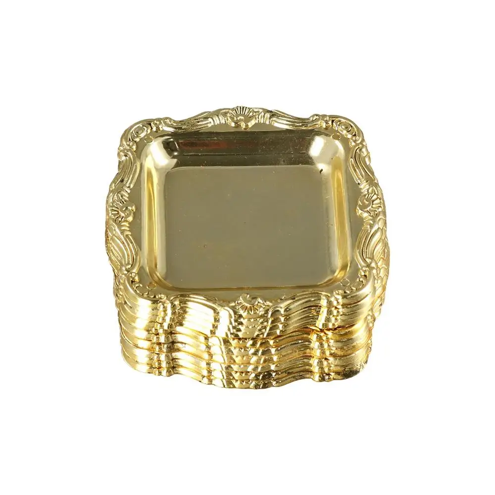 Mini cuisine or argent pour décoration de maison, Sushi gâteau Snack stockage assiette de fruits plateau de rangement fournitures pour la maison
