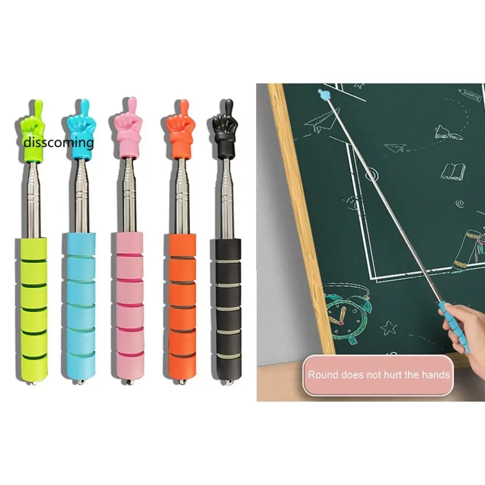1M Teaching Stick Finger Head Stretchable Whiteboard Pointer Handheld Stainless Steel Handheld Presenter Stick School Office