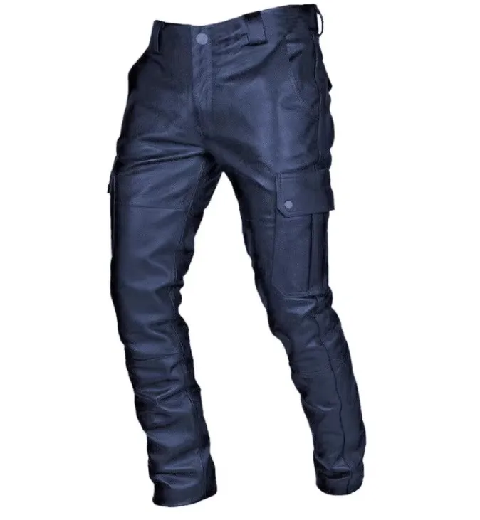 Maple King Men's PU Leather Jogger Pants Black 4