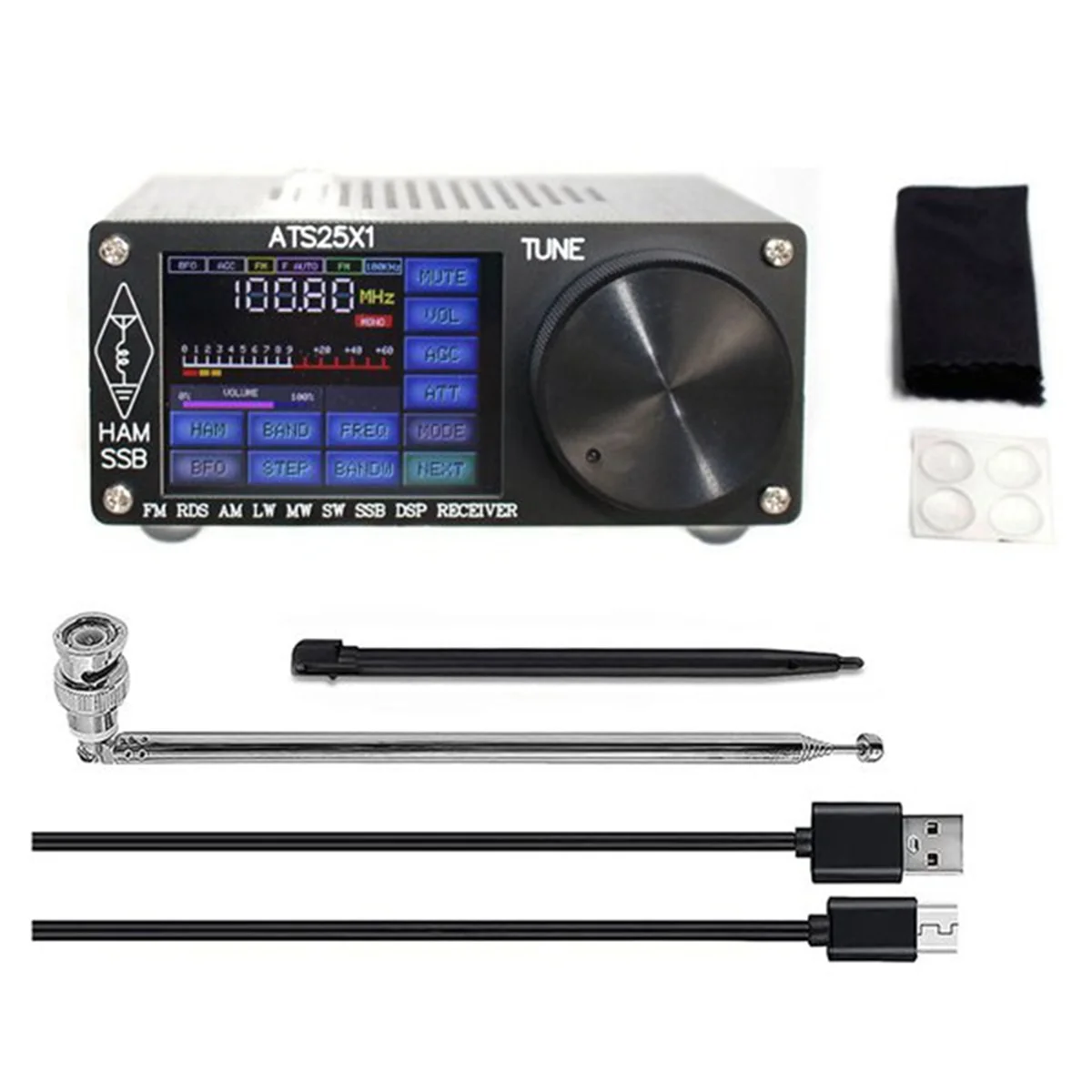 

ATS-25X1 Si4732 Chip All Band DSP Radio Receiver FM/LW/MW/SSB SSB Receiver with 2.4inch Touch Screen ATS25X1