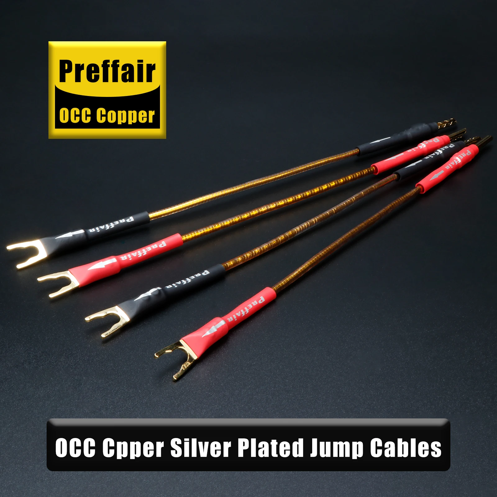 4 SZT. Preffair Posrebrzane Kable Audio Jumper 7N OCC, Mostki Połączeniowe do Głośników, 10-30cm z Wtykami Bananowymi/Przewodowymi typu Y — zdjęcie produktu 4