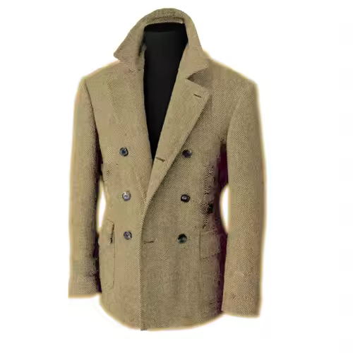 British Men's Blazers Vintage Herringbone Tweed Formal Jacket Wool Blend Double Breasted Casual Autumn Winter Suit Coat - Image 15