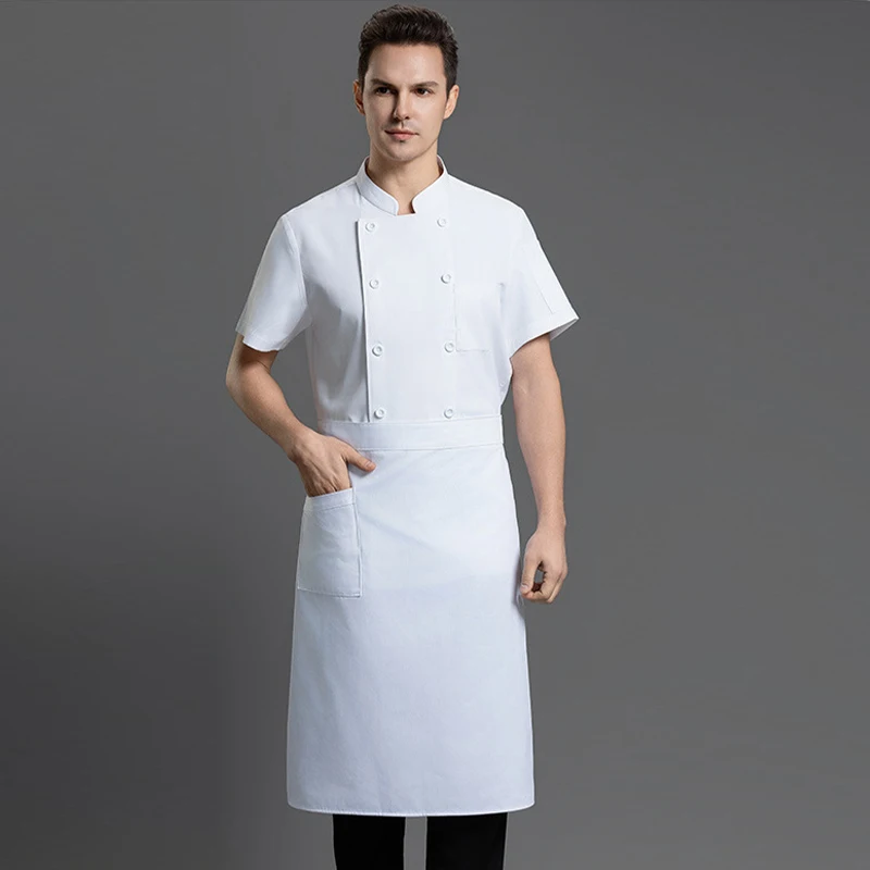 Bianco Chef uniforme manica corta giacca da cucina ristorante cuoco cappotto Hotel Catering vestiti cucina camicia Baker cameriere abbigliamento da