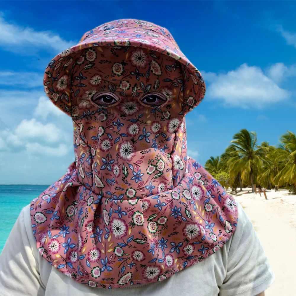 

Wide Brim Face Mask Sun Hat Breathable Lightweight Tea Picking Work Hat Full Wrap UV Protection Fisherman's Hat Summer Outdoor