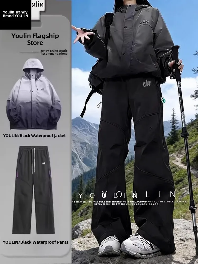 

Bla Samurai Tee-Proof Jaet Set Men's Spring Outdoor Climbing Sportswear Long Sve Long Pants Youth Casual Sportswear