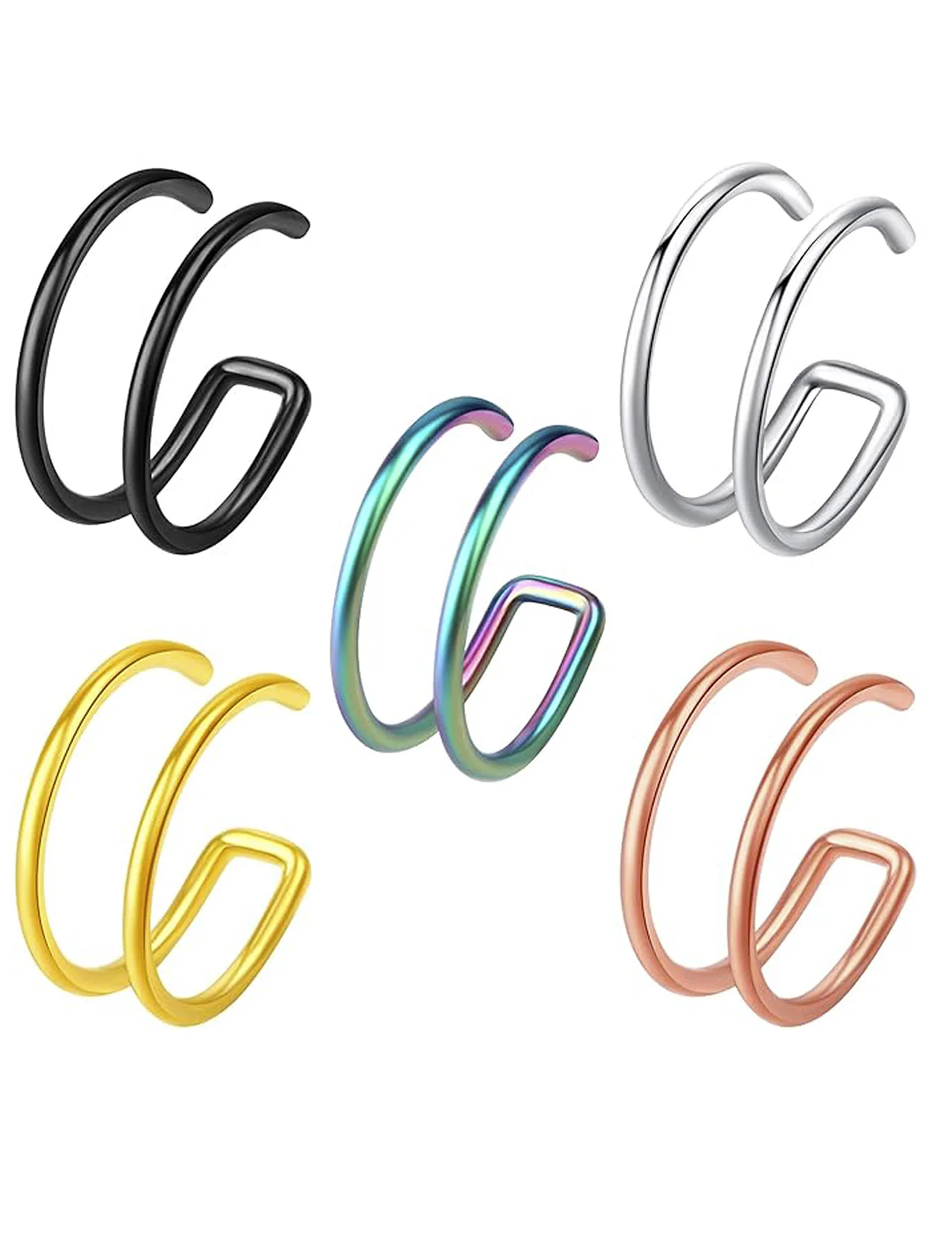 5Pcs Fake Piercing Clip Nose Ring ,Cuff Body Jewelry New Trend Ear Cuffs Clip Rings For Women Girl Gift Body Jewelry Nariz