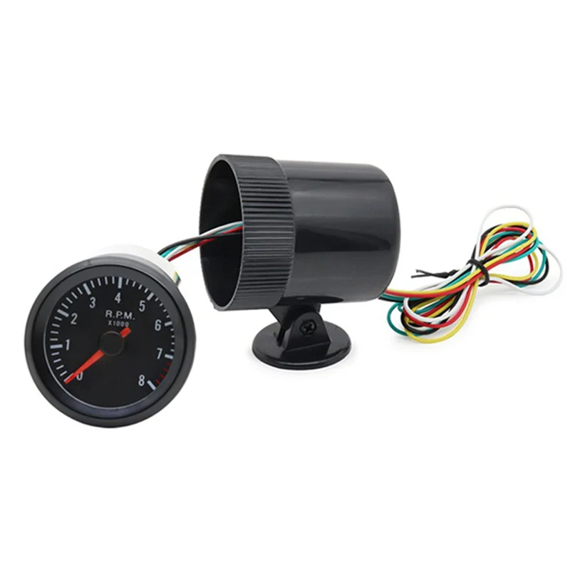

ABQB-Car Meter Tachometer For 1-8 Cylinders Gasoline Car RPM Gauge Analog Black Case 0-8000RPM