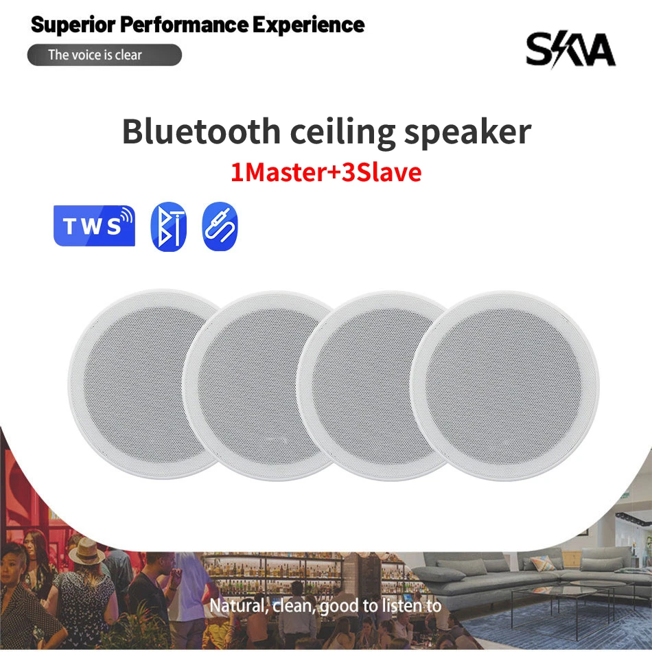 

Bluetooth-compatible Ceiling Speaker 10W 6inch Frameless Flush Mount Loadspeaker Audio Sound System for Indoor