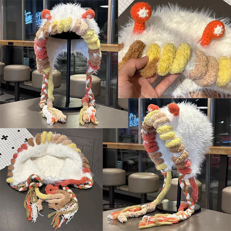 الخريف الشتاء لطيف مضحك الوحش القرن المرأة قبعة في الهواء الطلق الكبار الدافئة ليو فنغ قبعة المرأة سدادات حماية الأذن قبعة الكرتون الفتيات متعة قبعة