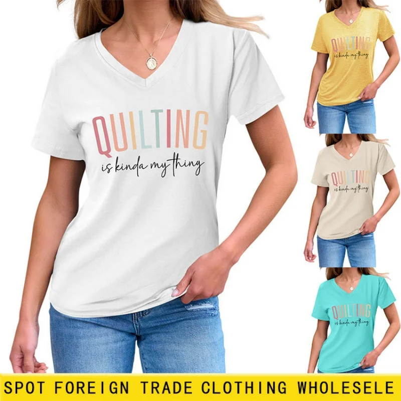 

Fashionable letter-printed T-shirt for women, suitable for all seasons, trendy and comfortable, great for slimming effect.