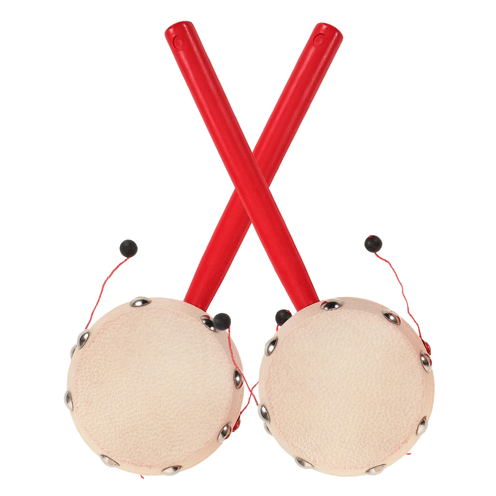 

2Pcs Rattle Drum Toys Shaking Baby Double Sided Wooden Traditional Musical Instrument Gifts Stimulation Listening Hand Eye