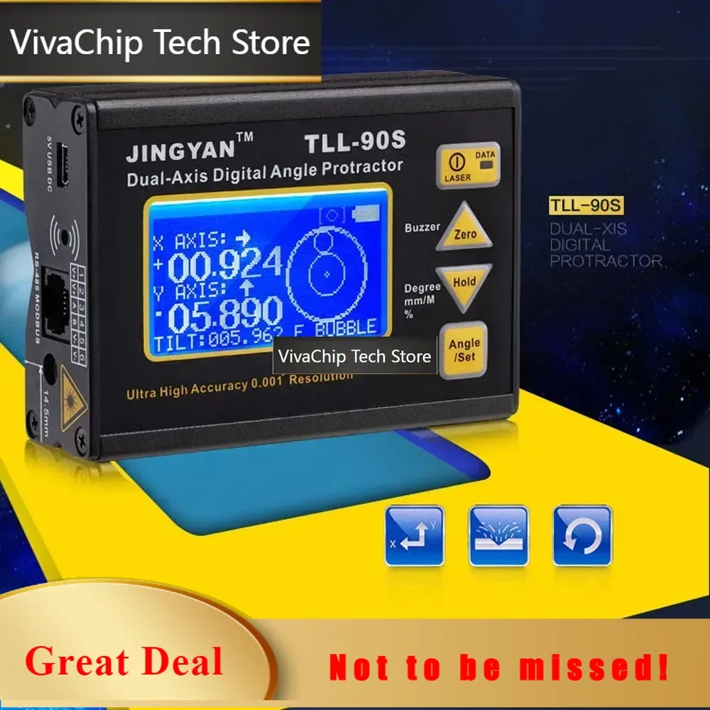 VivaCTTLL-90S Super High Precision Angle Meter 0.005 Professional Dual-axis Digital Laser Level Inclinometer With LCD Display