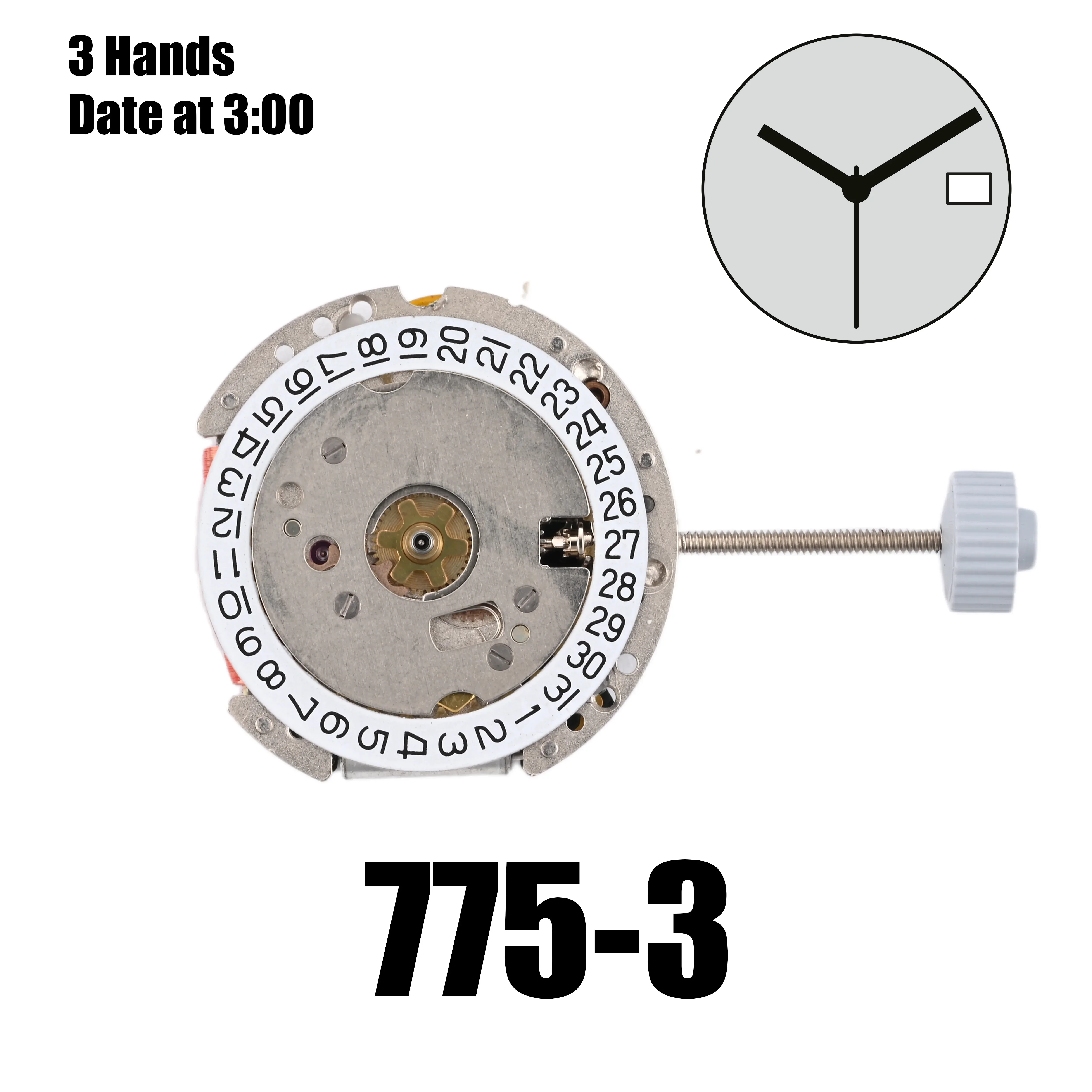 775 Movement Ronda 775 Movement 3 Hands Date at 3:00/6:00 Size 2.5 mm 7¾''', 17.20 mm